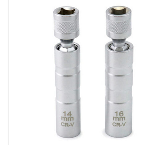 Lntyq Zündkerzenschlüssel, 14-mm-Zündkerzensteckschlüssel / 16-mm-Zündkerzenschlüssel, Zündkerzenausbauwerkzeug, 12-Kant-3/8-Zoll-CR-V-Dünnwand-Drehzündkerzensteckschlüssel, Spezialwerkzeug für Kraft