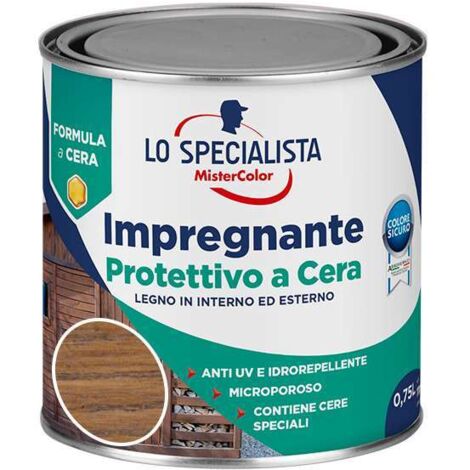 Lo Specialista Impregnante Protettivo a Cera ad Acqua per Legno Noce 0,75 l