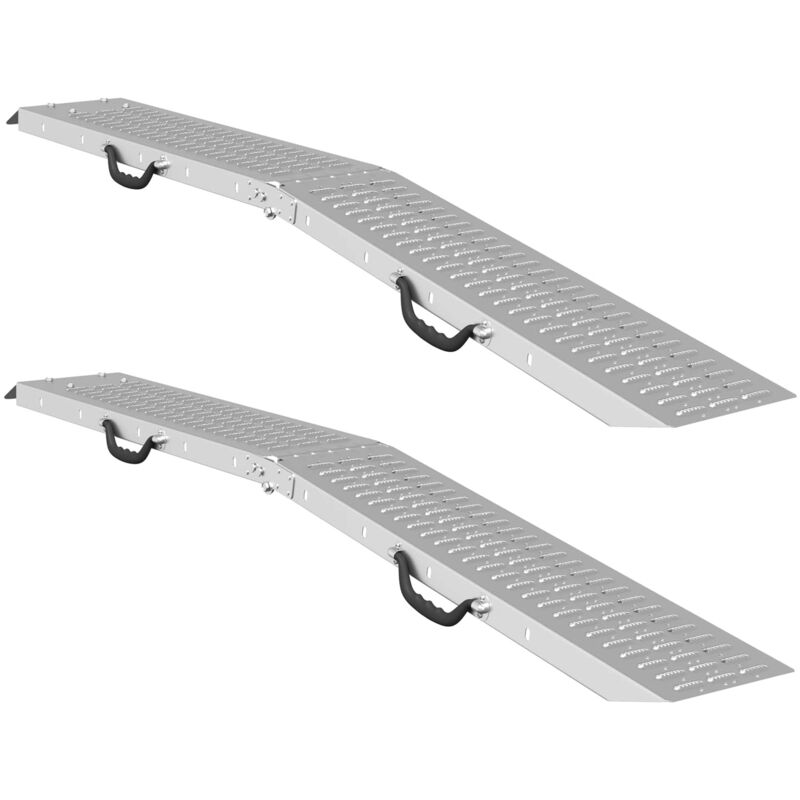 Foldable Ramp 200kg per ramp 2 pcs Silver 186 x 23 x 4.5 cm vidaXL