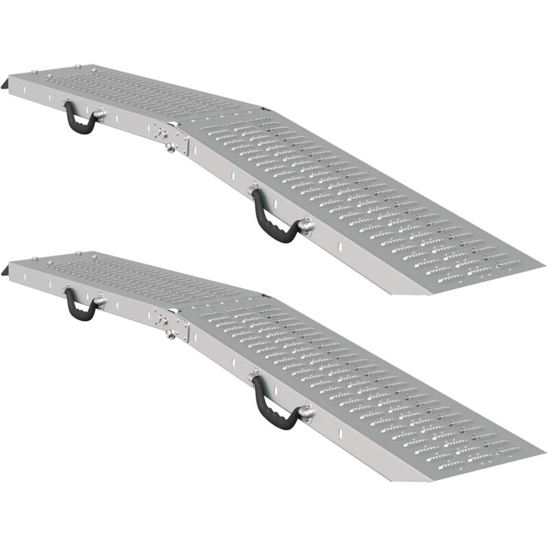 Foldable Ramp 200kg per ramp 2 pcs Silver 166 x 23 x 4.5 cm vidaXL