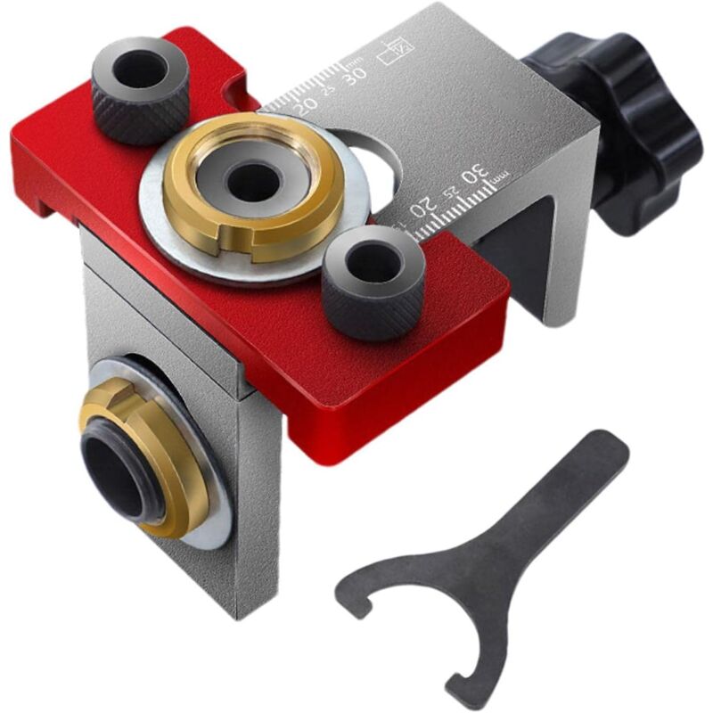 Umnuou - Localisateur de perçage pour le travail du bois, connecteur de cheville ronde, Guide de perçage 3 en 1, positionneur de gabarit d'ouverture