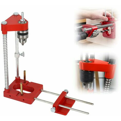 Localisateur de perceuse à bois, guide de gabarit de perçage de localisateur de poinçon réglable, kit d'outils de localisateur de perçage de localisateur de poinçon à bois pour percer un trou (rouge),