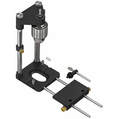 Localisateur de perceuse Guide de gabarit de perçage portable Positionneur de perforation precis Outil de travail du bois en acier pour charpentier, modele: Noir