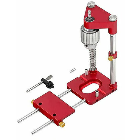 Localisateur de perceuse Guide de gabarit de perçage Portable positionneur de poinçon précis outil de travail du bois en acier pour charpentier, rouge - rouge