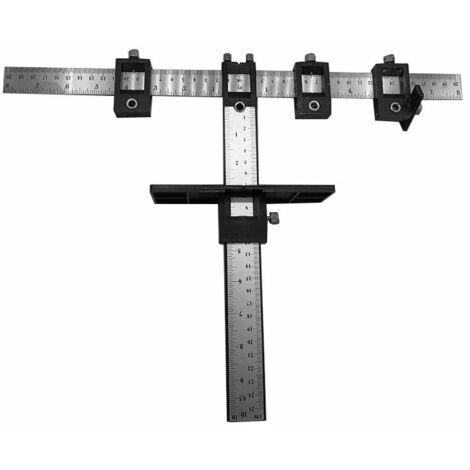 Localisateur de perceuse, réglable Cabinet Hardware Jig Woodworking Drilling Drowelling Tool for Handles Buttons on Doors Drawer Pull -le noir