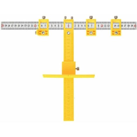 Localisateur de perforation réglable pour gabarit de menuiserie pour l'installation de poignées, boutons sur portes et tiroirs.