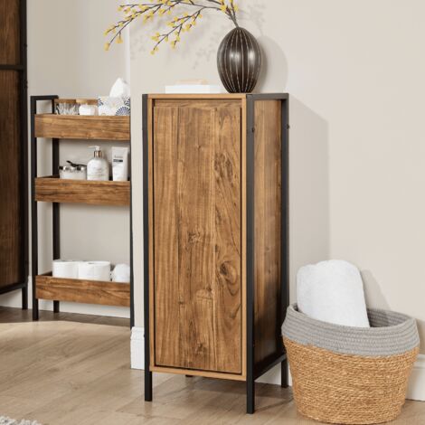 Locastra 3 Tier Cabinet Bathroom Storage Organiser Floor Unit Metal Frame Modern