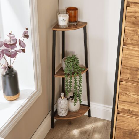 Locastra Corner Shelf Stand Bathroom 3 Tier Shelving Rack Unit Modern Design