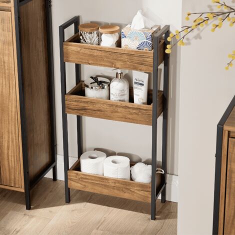 Locastra Side Shelf Organizer 3 Tier Functional Design Metal Frame Bathroom