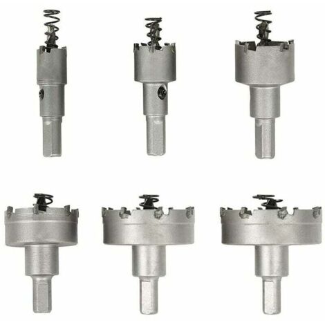 Lochsäge für Metall, 6 Stück Hartmetall-Lochsägenbohrer, Lochsägen aus Edelstahl, für Aluminium, Stahl, Eisen, Kupfer, Holz, 16 mm, 22 mm, 30 mm, 40 mm, 50 mm, 60