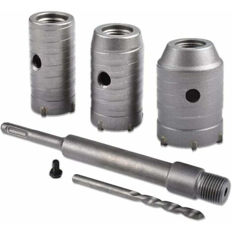 Lochsäge, Lochsäge Ø 30 mm, 40 mm, 50 mm, Lochsägen-Set, Beton-Lochsäge, 350 mm SDS Plus-Verlängerungsstange, Wolframkarbid-Lochsäge für Ziegel, Stein, Beton, Zement (runder Griff)