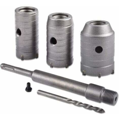 Lochsägen-Set, 30 mm, 40 mm, 50 mm Durchmesser, 350 mm SDS Plus Betonlochsäge mit Verlängerungsstange und Hartmetallspitze, für Ziegel, Stein, Beton und Zement