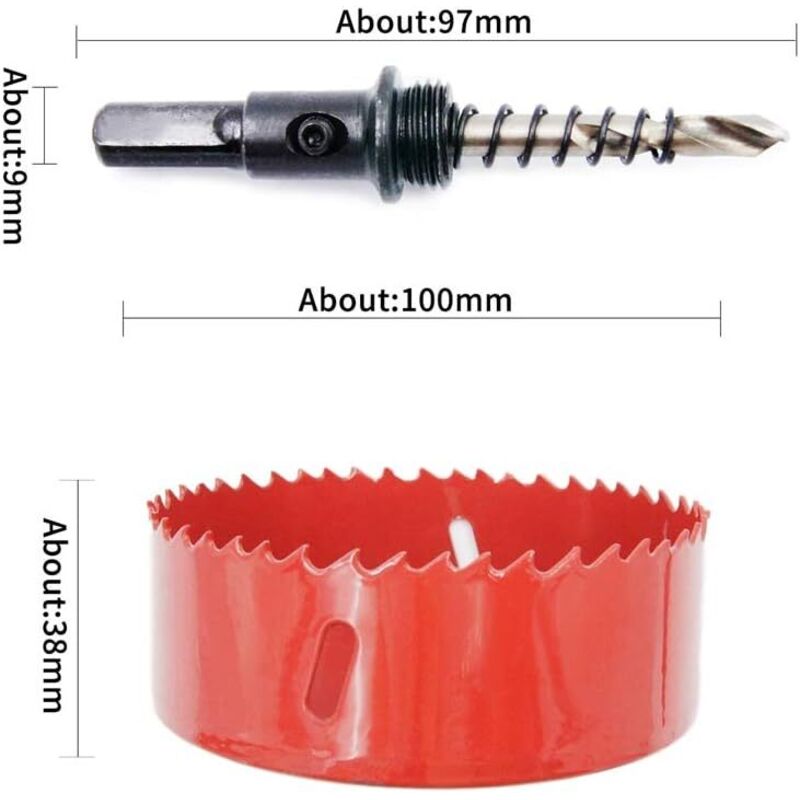 Image of Lochsäge und Bohrer, HSS-Bimetall-Lochsäge mit Schaft für Holz und Metall – 100 mm