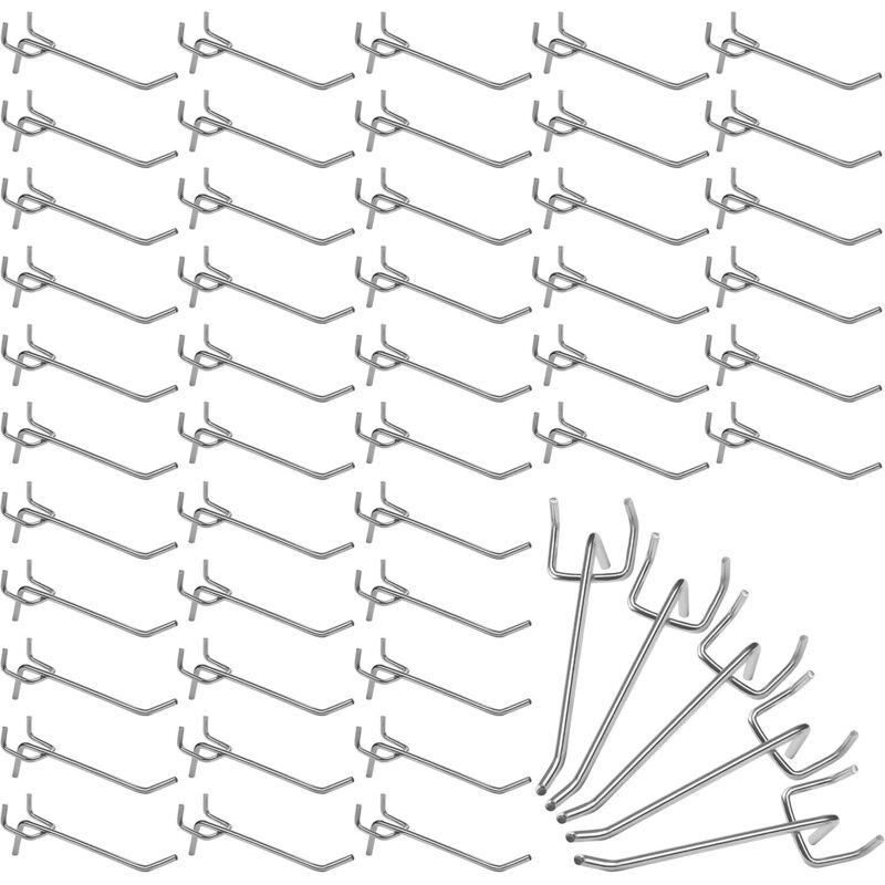 Lochwandhaken aus Stahl (50 Stück) – 10,5 cm – Metall-Lochwandhaken zur Organisation von Werkzeugen an der Werkbank und in Regalen