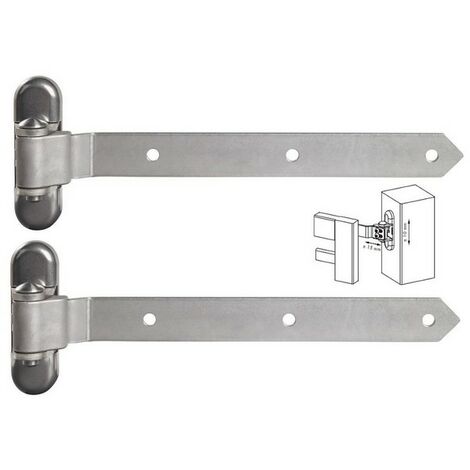 Locinox – Charnière pour porte industrielle en bois – Réglage 3-D – Acier inoxydable – Longueur bras 350mm – Résistante au vandalisme