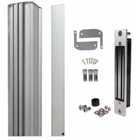 Locinox – Kit ventouse électromagnétique MAGUNIT2500 – bandeau de finition argent 2M – installation extérieure prête à poser – 12/24 VDC