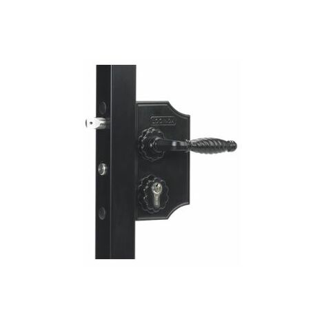 Locinox – Serrure de portail en aluminium noir pour profils plats 10-30 mm – Mécanisme en acier inoxydable – Fixation par vis BTR