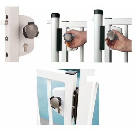 Locinox – Serrure de sécurité enfant pour portillon de piscine – Profil 40 mm – Acier inoxydable – Poignée Kidlock avec bouton de sécurité - P90-306