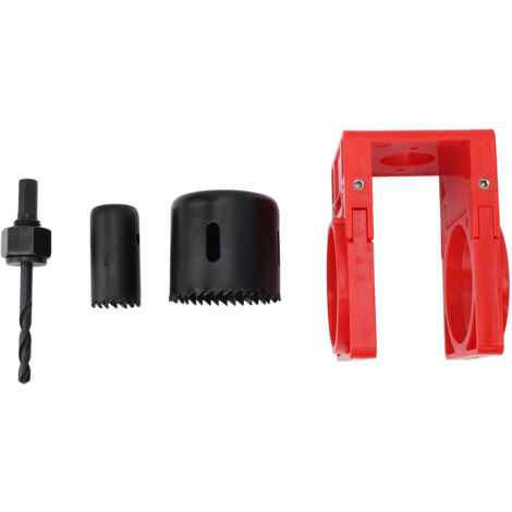 Lock Installation Kit with Guide Template Carbon Steel Plastic Door Hole Saw Kit for Wooden Doors Deadbolts Locksets Red