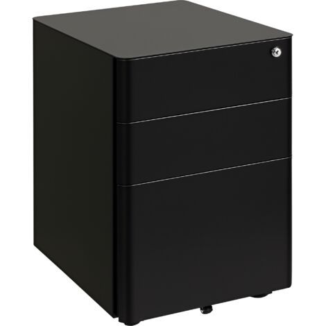 Lockable Cabinet, Rolling Filing Cabinet with 3 Drawers, Steel Office Drawer Unit for A4, Letter, Legal Sized Files