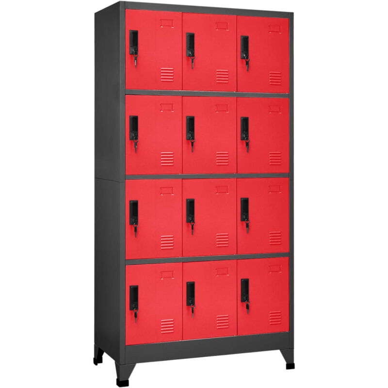 Vidaxl - Locker Cabinet Anthracite and Red 90x45x180 cm Steel