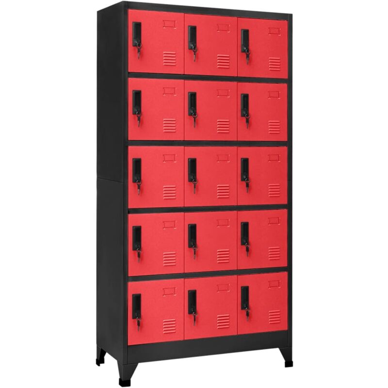 Locker Cabinet Anthracite and Red 90x40x180 cm Steel vidaXL