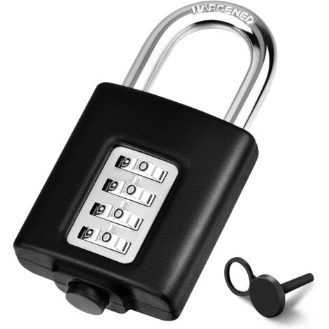 Locker Cadenas à combinaison 4 positions extérieur réarmable petit cadenas à combinaison (noir)