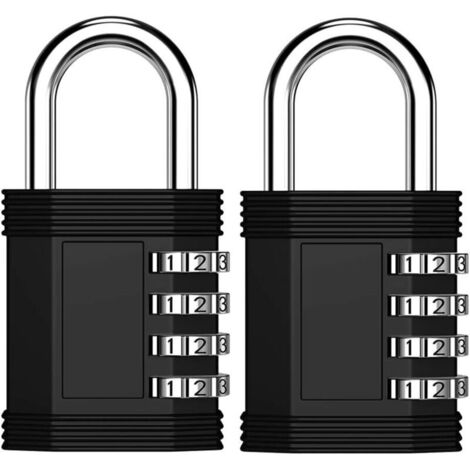 Locker locks with code, 4-digit waterproof combination lock for gym, school locker, fence, toolbox, gate (2-pack, black)