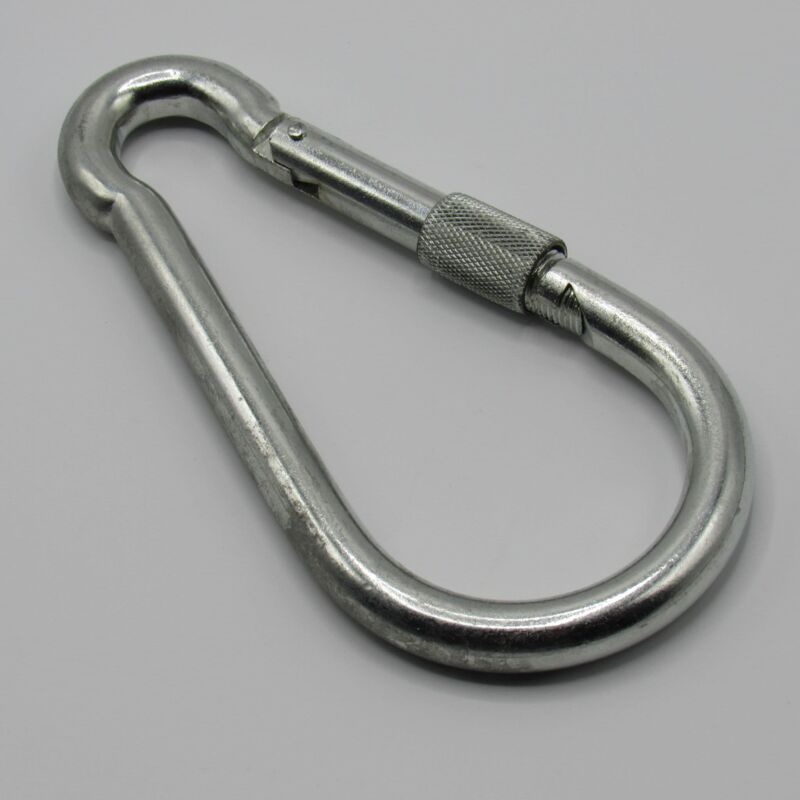 Locking Carabiner Clip Snap Hook 14MM (Zinc Plated Spring Loaded Carbine)