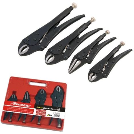 NEILSEN Locking Plier Set 4PC Grip Wrench Set Vice Pliers Locking Lock Mole Grips CT0980