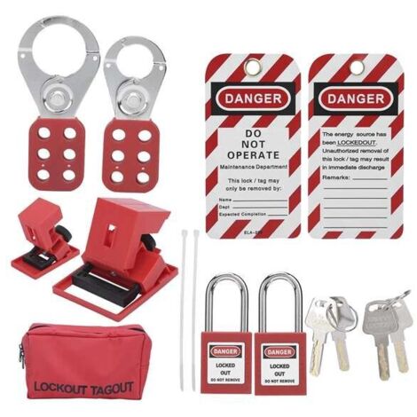 Lockout-Tagout-Kit, Sicherheitsvorhängeschloss aus Thermoplast, für mechanische Schlösser, rot, Lockshaft