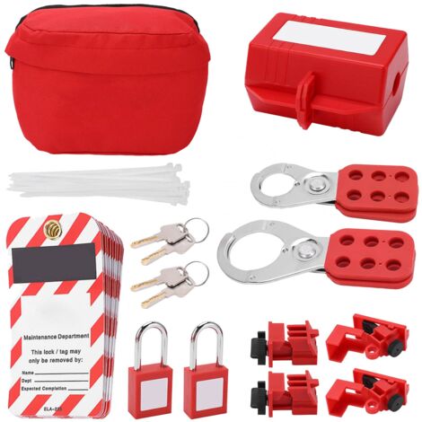 Lockout-Tagout-Schlösser-Kit mit Sicherheitsvorhängeschlössern Haspen Leistungsschalter Lockouts Loto Tags Tragetasche für Industriechemikalien