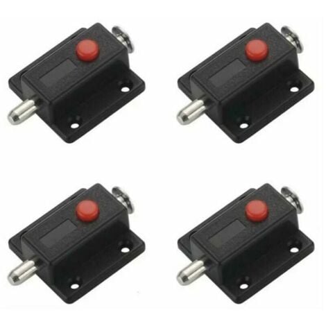Locks, spring-loaded, automatic safety sliding lock with push button, 4 pieces