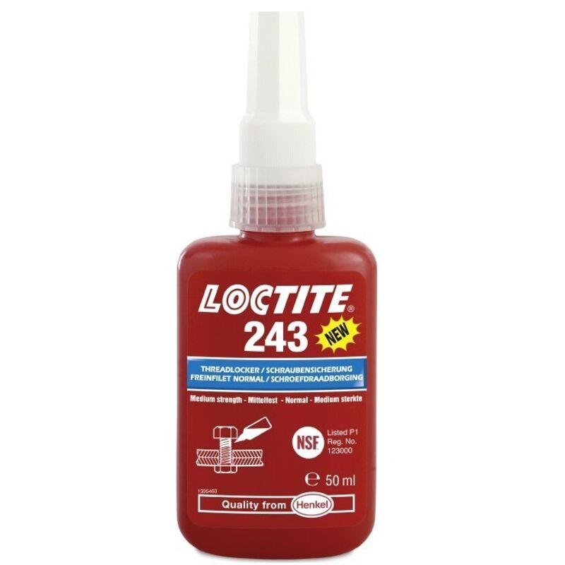 Schraubensicherung (frenblock) 24 Ml Loctite 243. Mittlere Festigkeit Für Gewindeverbindungen Mit Demontage Mit Handwerkzeugen.