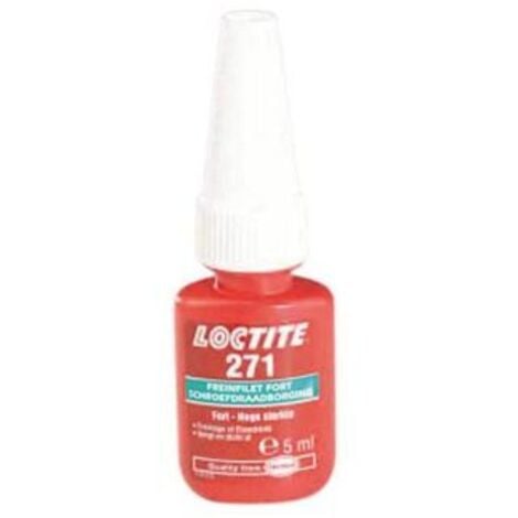 LOCTITE 271, frein filet résistance forte, frein filet rouge pour blocage et étancheité des fixations filetées, Flacon 5 ml - aspect rouge