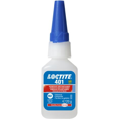 LOCTITE 401, Adesivo istantaneo multiuso, Cianoacrilato a polimerizzazione rapida, Colla universale adatta a materiali porosi, 1 flacone da 20g