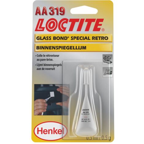 FRAM LOCTITE AA 319 - Colle pour rétroviseur intéreur - Colle rétro performante et rapide - 1 tube 0,5 ml + un patch activateur