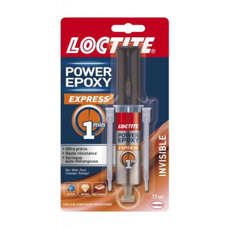 Loctite – Colle époxy transparent 60g – Seringue auto-mélangeuse – Résistance à l'eau et aux produits chimiques – Pour bois, métal, verre, céramique