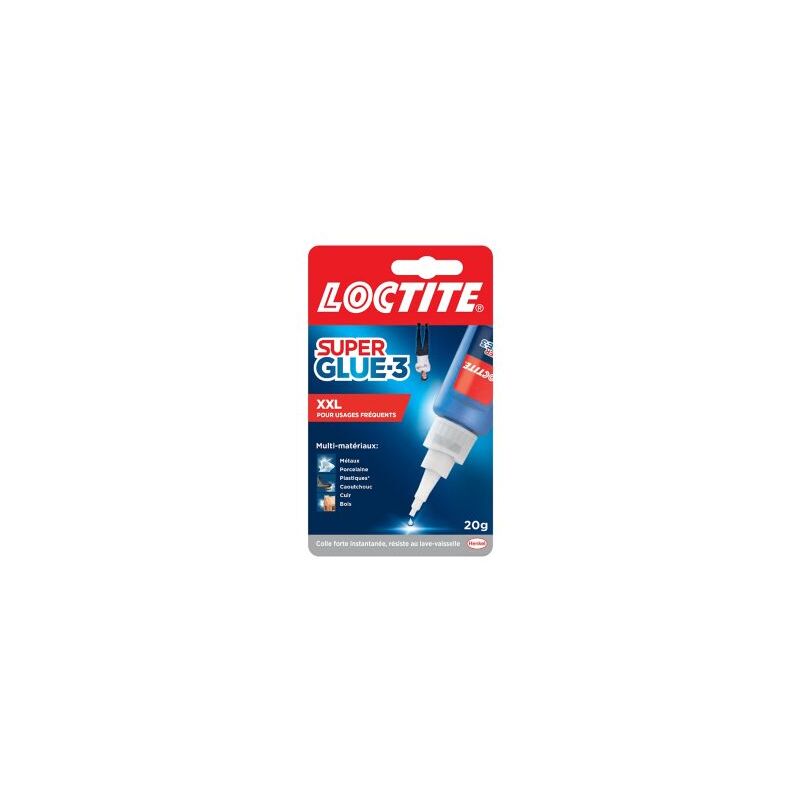 Loctite - Super Glue-3 xxl, colle forte grand format pour usages fréquents, colle liquide à séchage immédiat, colle transparente, flacon de colle 20 g