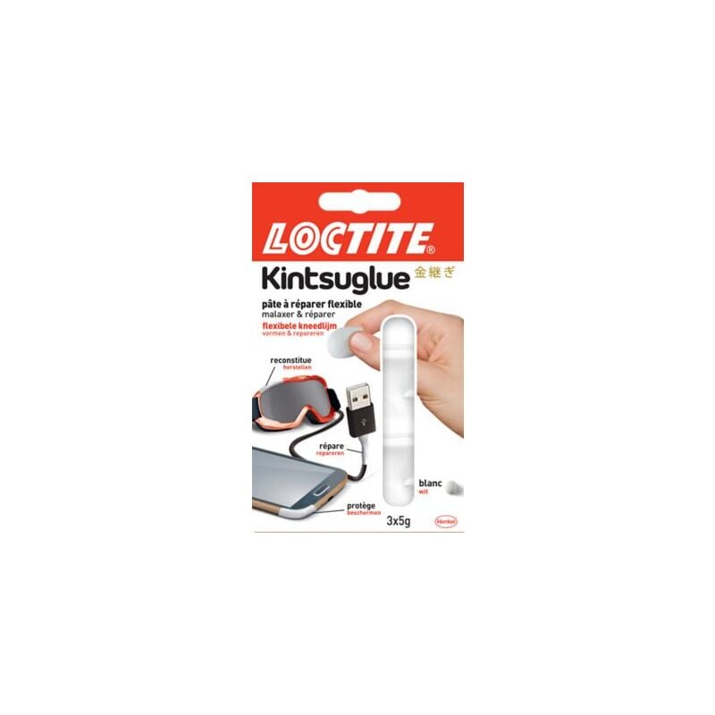 Loctite - Kintsuglue Pâte à réparer multi-usages blanche, Pâte modelable qui répare, fixe, reconstitue la matière et protège, Pâte réparatrice,