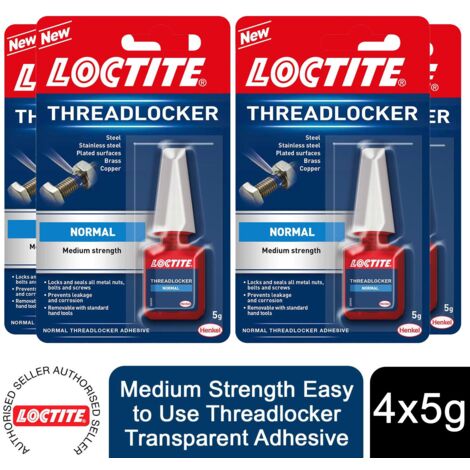 Loctite Medium Strength Easy to Use Threadlocker Transparent Adhesive 5g, 4 Pack