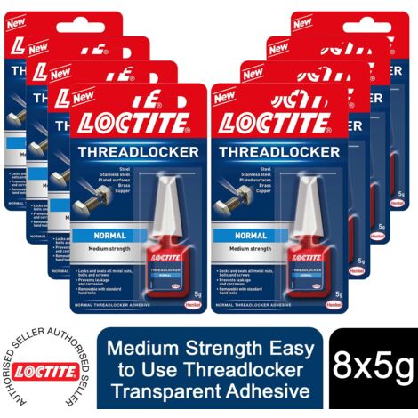 Loctite Medium Strength Easy to Use Threadlocker Transparent Adhesive 5g, 8 Pack