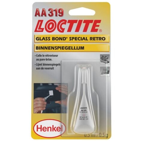 FRAM LOCTITE AA 319 - Colle pour rétroviseur intéreur - Colle rétro performante et rapide - 1 tube 0,5 ml + un patch activateur