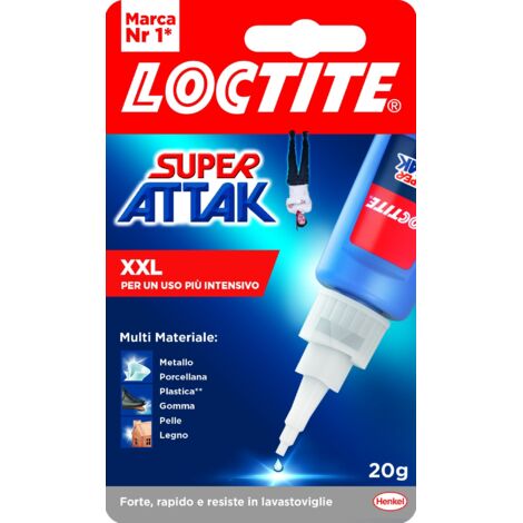 Loctite Super Attak XXL 20g, Colla liquida trasparente per applicazioni precise, Colla attaccatutto forte e resistente, Adesivo per legno, plastica, gomma, metallo, 1x20g