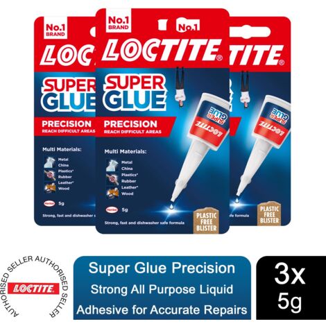 Loctite Super Glue Precision Durable & Extra Long for Multi Material 5g, 3 Pack