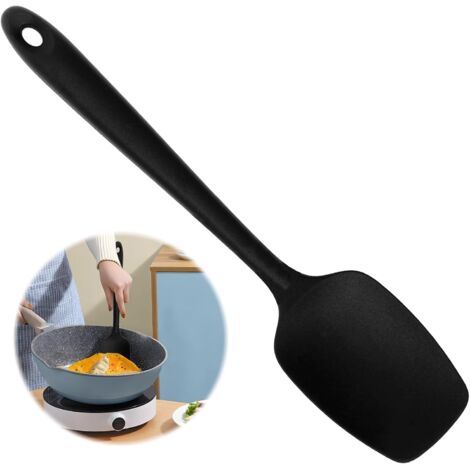 Löffelspatel aus Silikon: 250 °C hitzebeständiger, flexibler, nahtloser Gummispatel zum Mischen, Rühren und Schaben, BPA-frei, nahtloses Design, 28,3 cm, Schwarz