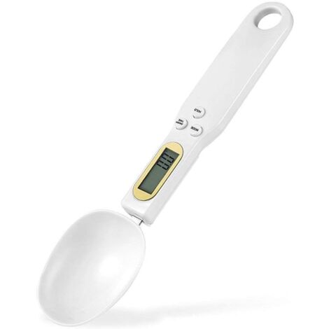 Löffelwaage, Messlöffel, tragbare elektronische Waage, Küchen-Lebensmittelwaage, LCD-Display, Mini-Digitalwaage, 500 g/0,1 g, unverzichtbare Küchenhelfer (weiß)