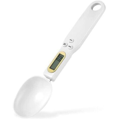 Löffelwaage, Messlöffel, tragbare elektronische Waage, Lebensmittelwaage, LCD-Anzeige, Mini-Digitalwaage, 500 g/0,1 g, unverzichtbare Küchenhelfer (Weiß)