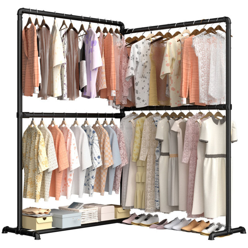 Portant à vêtements pliant en acier épais – Double barre réglable 195x45x170cm – Charge max 150KG – Rangement optimisé pour petits espaces