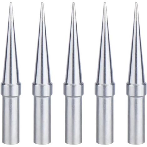 Lötspitzen-Set, 5 Stück 0,4 mm konische Ersatz-Lötspitzen, vernickelte Kupfer-Lötspitzen, passend für Weller Wesd51, Wes51 und Wes50